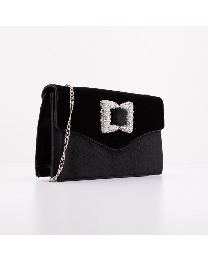 MENBUR HANDTASCHE 858070001M SCHWARZ MIT KETTE UND JUWELEN-SCHNALLE BLACK