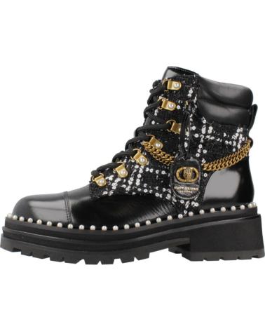 BOTTINES CHELSEA COMBAT KURT GEIGER LONDON BLKWHT01 AVEC CLOUS ET CHAÎNES DORÉES BLKWHT01