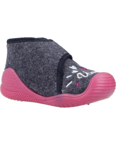 BIOMECANICS FILZHAUSSCHUHE FÜR MÄDCHEN MODELL 241151B MARINEBLAU MIT ROSA HERZ AZULMARINO
