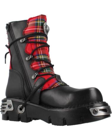 BOTAS NEW ROCK M391T S1 NEGRAS CON TARTÁN ROJO ROJNEGRO