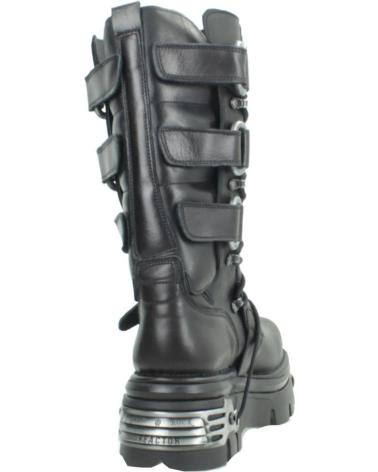 NEW ROCK METALLIC HALBHOHE STIEFEL SCHWARZ MIT SCHNALLEN UND SCHNÜRSENKELN NEGRO