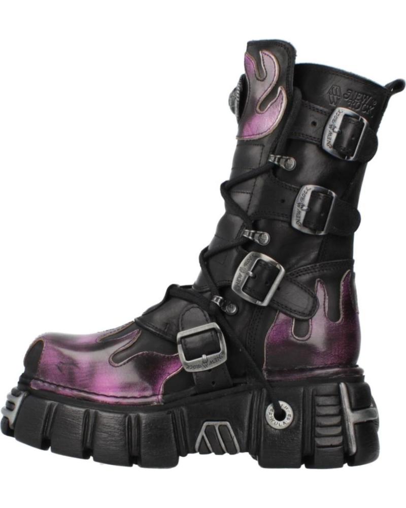 NEW ROCK STIEFEL M591 C1 SCHWARZ MIT VIOLETTEN FLAMMEN UND GOTHIC-PLATEAU NEGRVIO