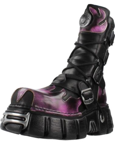 NEW ROCK STIEFEL M591 C1 SCHWARZ MIT VIOLETTEN FLAMMEN UND GOTHIC-PLATEAU NEGRVIO