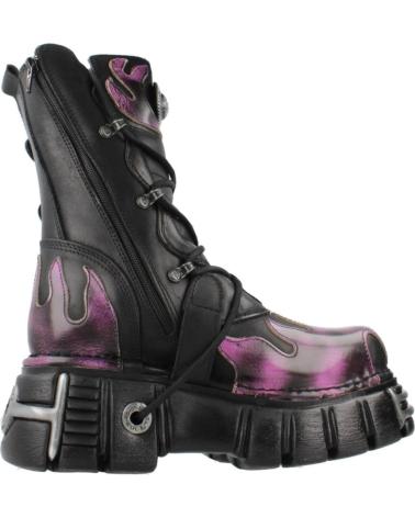 NEW ROCK STIEFEL M591 C1 SCHWARZ MIT VIOLETTEN FLAMMEN UND GOTHIC-PLATEAU NEGRVIO