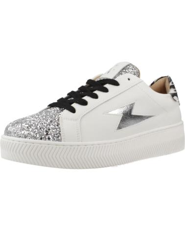 VANESSA WU ELLEN SNEAKER WEISS SILBER MIT GLITZER-DETAILS UND SEITENBLITZ ARGENT