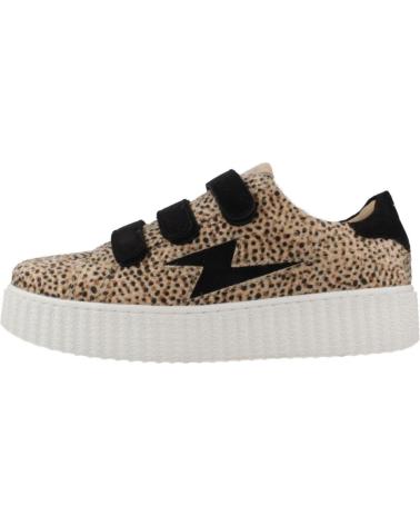 TÊNIS VANESSA WU SOPHIE ANIMAL PRINT BEGE COM FECHO DE VELCRO E RAIO LATERAL BEIGE