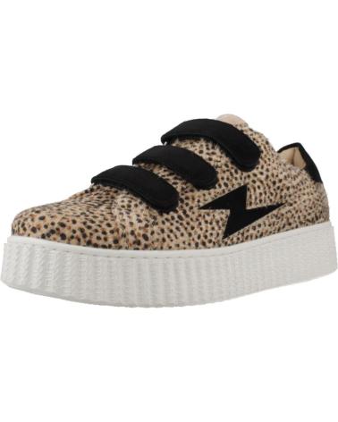 VANESSA WU SOPHIE SNEAKER ANIMAL PRINT BEIGE MIT KLETTVERSCHLUSS UND SEITENBLITZ BEIGE