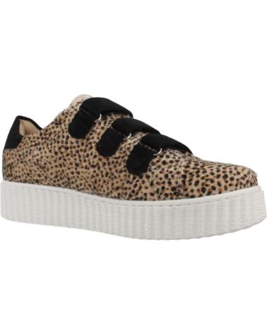 VANESSA WU SOPHIE SNEAKER ANIMAL PRINT BEIGE MIT KLETTVERSCHLUSS UND SEITENBLITZ BEIGE