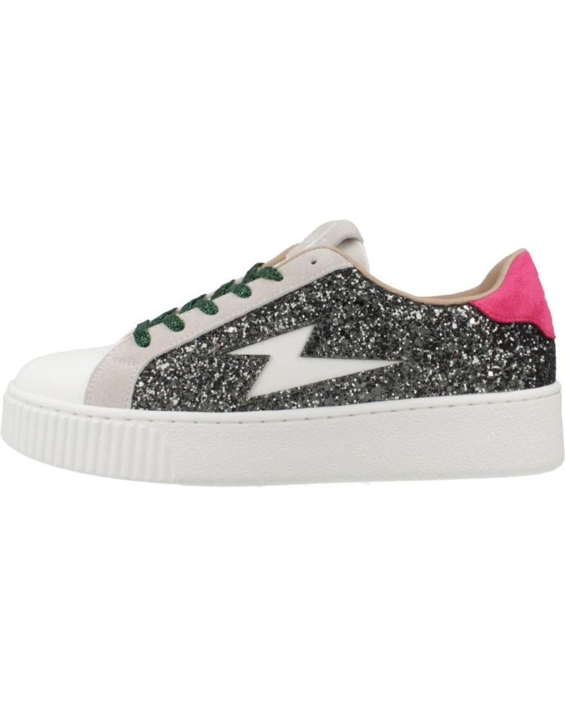 VANESSA WU NANCY SNEAKER ANTHRAZITGRAU GLITZER MIT SEITENBLITZ UND FUCHSIA-DETAILS ANTRCT