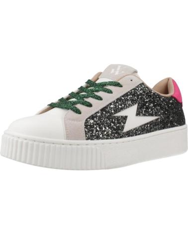 VANESSA WU NANCY SNEAKER ANTHRAZITGRAU GLITZER MIT SEITENBLITZ UND FUCHSIA-DETAILS ANTRCT