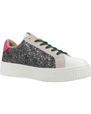VANESSA WU NANCY SNEAKER ANTHRAZITGRAU GLITZER MIT SEITENBLITZ UND FUCHSIA-DETAILS ANTRCT