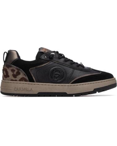 CARMELA 162504 BLACK SNEAKER WITH ANIMAL PRINT DETAIL NEGRO
