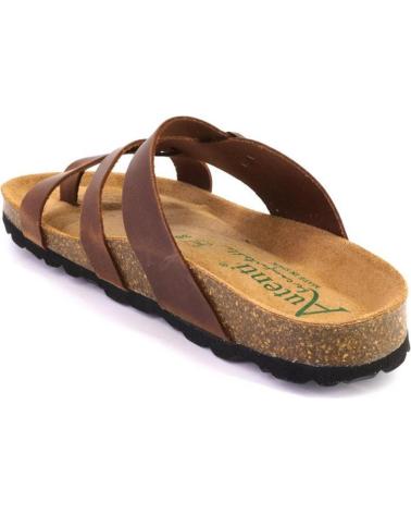 AUTENTI 7656 LEATHER TOE LOOP SANDALS WITH BUCKLE BROWN MARRON