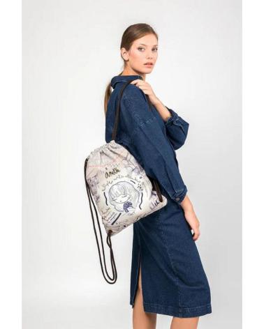MOCHILA SACO ANEKKE 41484 BEGE COM ESTAMPADO MAPA-MÚNDI BEIGE
