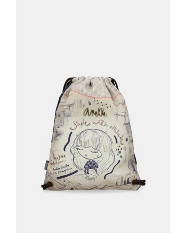 MOCHILA SACO ANEKKE 41484 BEGE COM ESTAMPADO MAPA-MÚNDI BEIGE