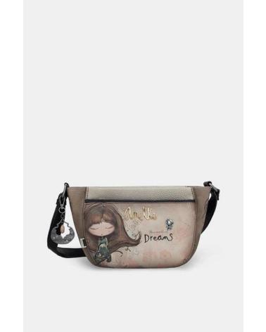 MALA A TIRACOLO ANEKKE 41703-522 TAUPE COM FECHO ZÍPER E DESIGN ARTÍSTICO TAUPE