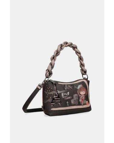 SAC BANDOULIÈRE ANEKKE NOIR AVEC POIGNÉE TRESSÉE RÉF. 41803-478 NEGRO