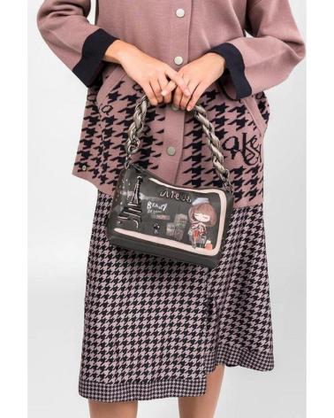 SAC BANDOULIÈRE ANEKKE NOIR AVEC POIGNÉE TRESSÉE RÉF. 41803-478 NEGRO