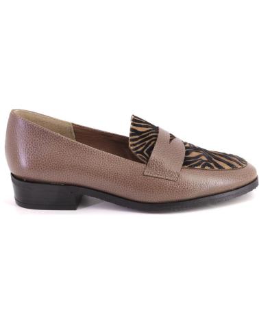 DUIT 1050 TAUPE LEATHER LOAFERS WITH ANIMAL PRINT DETAIL TAUPE