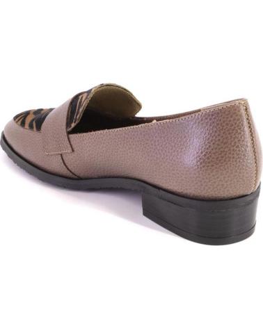 DUIT 1050 TAUPE LEATHER LOAFERS WITH ANIMAL PRINT DETAIL TAUPE