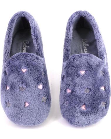 CABRERA 4505 BLUE PLUSH HOUSE SLIPPERS WITH EMBROIDERED HEARTS AZUL