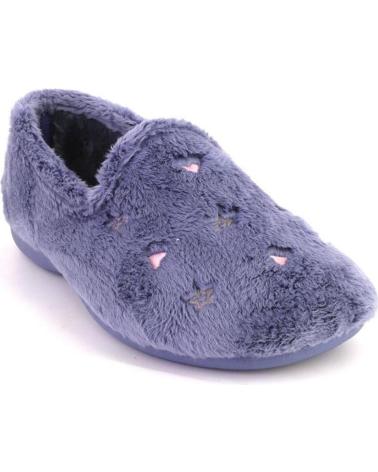 CABRERA 4505 BLUE PLUSH HOUSE SLIPPERS WITH EMBROIDERED HEARTS AZUL
