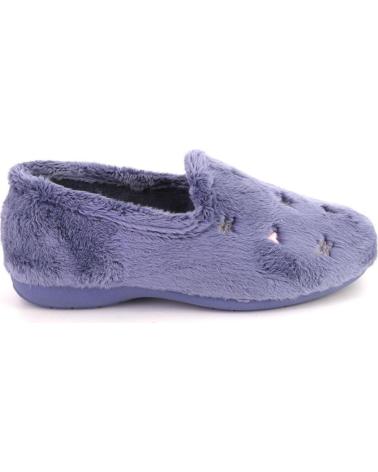 CABRERA 4505 BLUE PLUSH HOUSE SLIPPERS WITH EMBROIDERED HEARTS AZUL