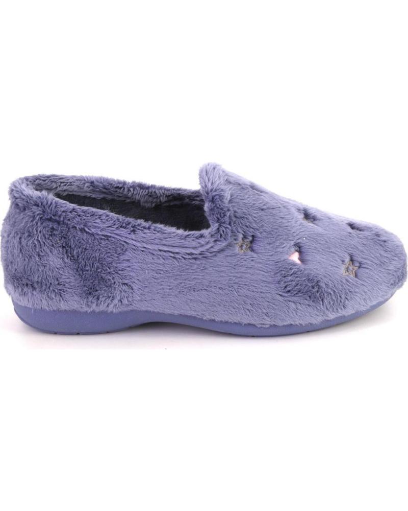 CABRERA 4505 BLUE PLUSH HOUSE SLIPPERS WITH EMBROIDERED HEARTS AZUL