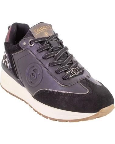 CARMELA 16441 LEDER-SNEAKER SCHWARZ MIT ANIMAL-PRINT-DETAILS NEGRO