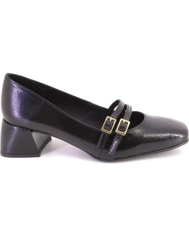 DANIELA VEGA 2734 BLACK SHOES WITH DOUBLE BUCKLE AND SQUARE BLOCK HEEL NEGRO