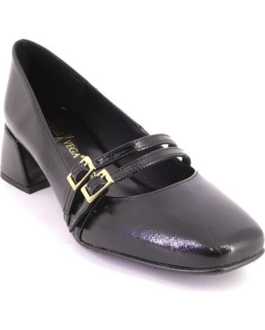 DANIELA VEGA 2734 SCHUHE SCHWARZ MIT DOPPELSCHNALLE UND QUADRATISCHEM BLOCKABSATZ NEGRO