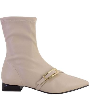 DANIELA VEGA 2721 BEIGE ANKLE BOOTS WITH GOLD BUCKLE BEIGE
