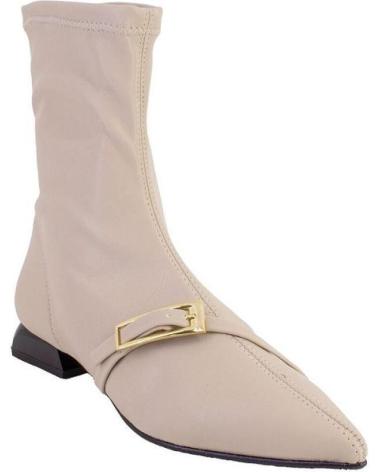 DANIELA VEGA 2721 BEIGE ANKLE BOOTS WITH GOLD BUCKLE BEIGE