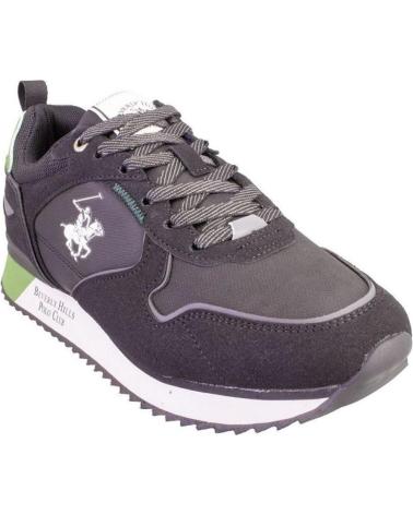 POLO BEVERLY HILLS DYLAN MIX FREIZEIT-SNEAKER DUNKELGRAU MIT GRÜNEN AKZENTEN NEGRO