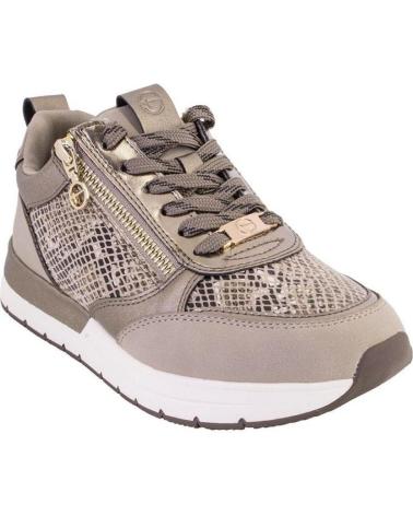 TAMARIS 23732 SNAKE TAUPE LEATHER CASUAL SNEAKERS TAUPE