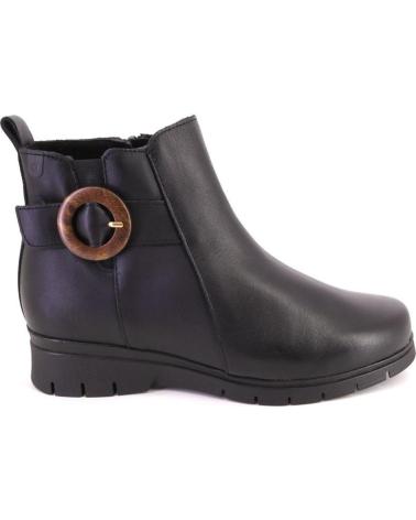 VALERIAS 2389 BLACK LEATHER ANKLE BOOTS WITH DECORATIVE BUCKLE AND SIDE ZIPPER NEGRO