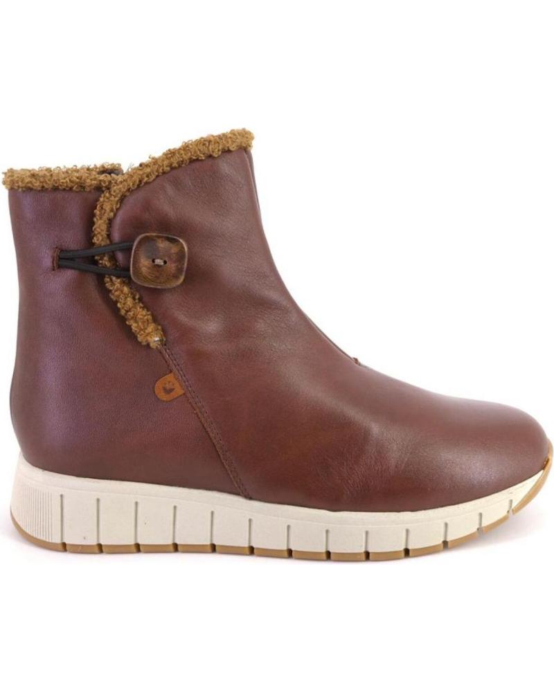 VALERIAS 2360 LEDERSTIEFELETTEN IN LEDERFARBE MIT SCHAFFELL-INNENFUTTER UND SEITLICHEM VERSCHLUSS CUERO