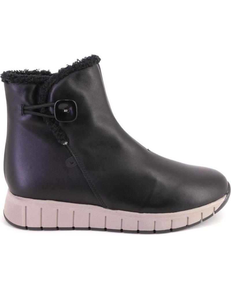 VALERIAS 2360 SCHWARZE LEDERSTIEFELETTEN MIT SCHAFFELL-INNENFUTTER UND SEITLICHEM VERSCHLUSS NEGRO