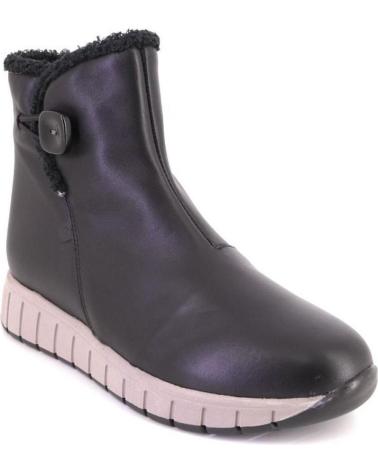 VALERIAS 2360 SCHWARZE LEDERSTIEFELETTEN MIT SCHAFFELL-INNENFUTTER UND SEITLICHEM VERSCHLUSS NEGRO