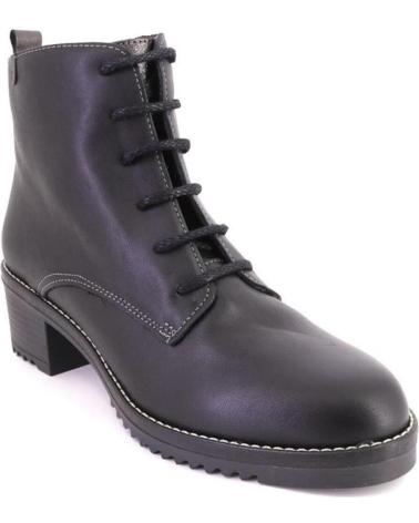 VALERIAS 2326 BLACK LEATHER LACE-UP ANKLE BOOTS NEGRO