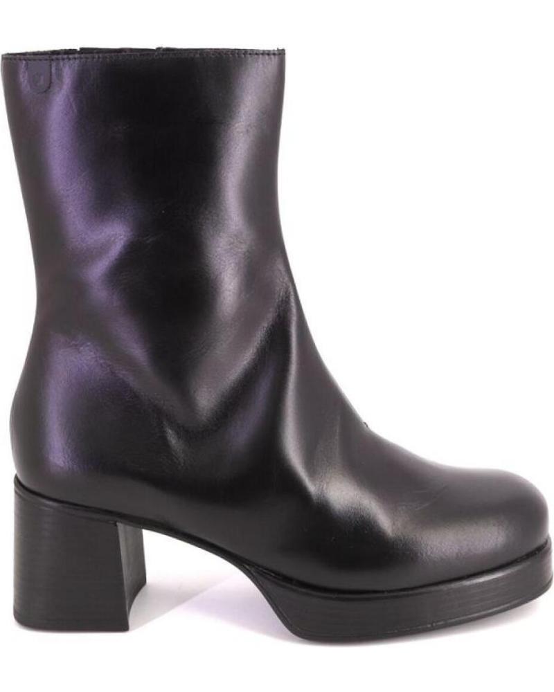 VALERIAS 2407 BLACK LEATHER PLATFORM ANKLE BOOTS NEGRO