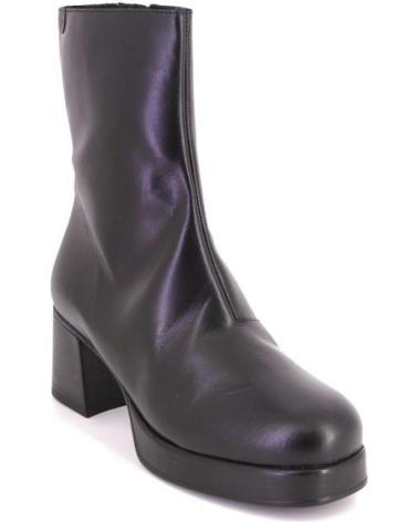 VALERIAS 2407 BLACK LEATHER PLATFORM ANKLE BOOTS NEGRO