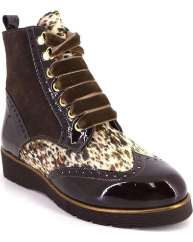 NIVAL LANDA004 PONY HAIR LEATHER ANKLE BOOT BROWN MARRON