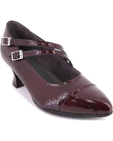 PITILLOS 10852 PATENT BURGUNDY MARY JANES WITH CRISS-CROSS STRAPS BURDEOS