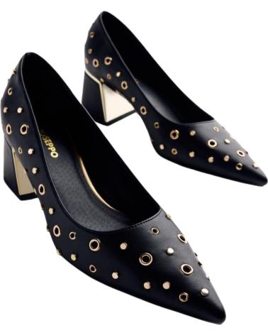 GIOSEPPO HIBBING HEELED SHOES WITH STUDS AND EYELETS BLACK NEGRO