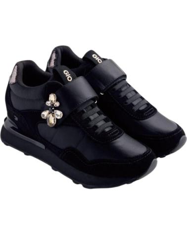 GIOSEPPO HITTERDAL: SNEAKERS NERE IN PELLE CON ZEPPA E ORNAMENTO NEGRO