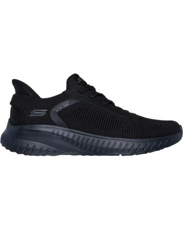 SKECHERS SLIP-INS BOBS SPORT SQUAD CHAOS SOLID STEP NERO NEGRO