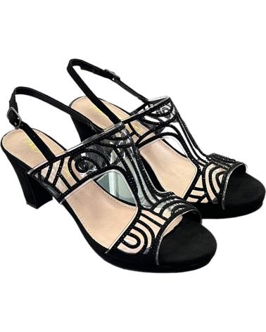 PRESTIGIO PARTY-SANDALEN C-415 SCHWARZ MIT CUT-OUT-DESIGN VARIOS COLORES