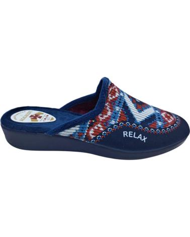 ALCALDE WOMEN'S HOUSE SLIPPER, NAVY MODEL WITH GEOMETRIC PATTERN AND 'RELAX' MARINO
