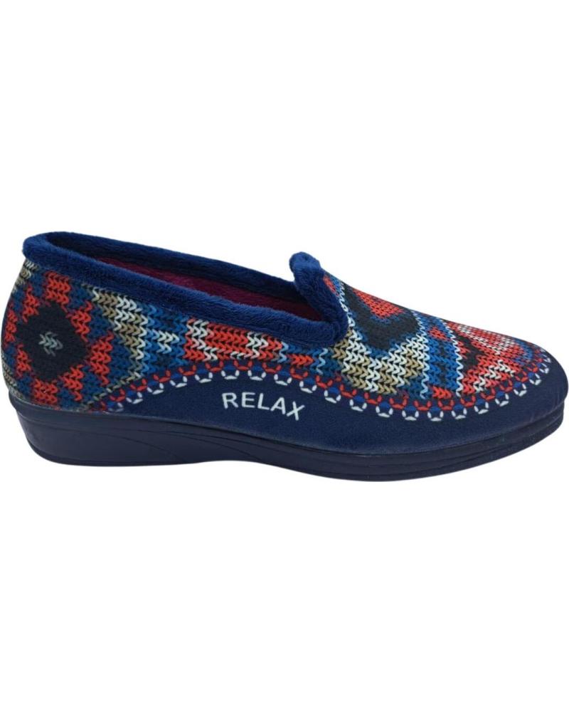 CHAUSSONS FERMÉS ALCALDE POUR FEMME, MODÈLE MARINE AVEC MOTIF ETHNIQUE ET 'RELAX' MARINO